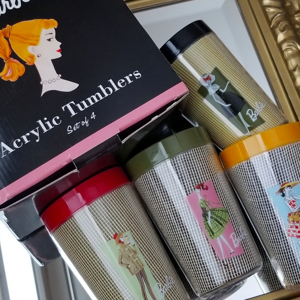 ❗Barbie Anniversary Vintage Retro Acrylic Tumbler Set❗